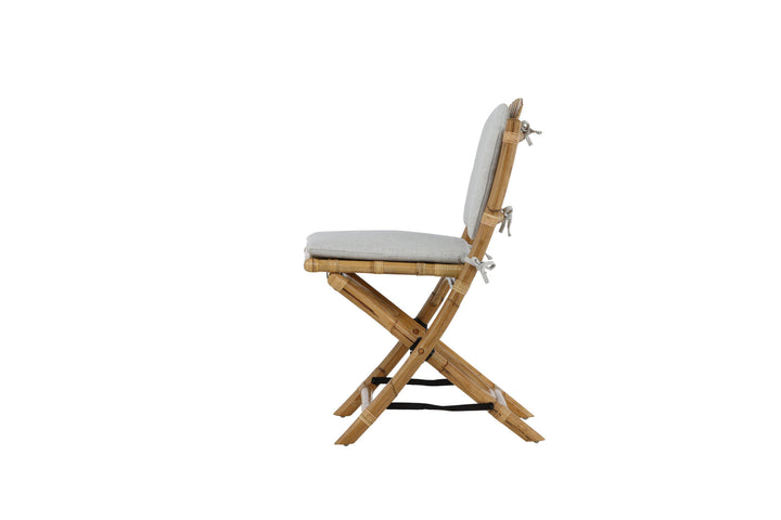 Venture Home Cane Foldable dining Chair - Bamboo / Grey Cushion