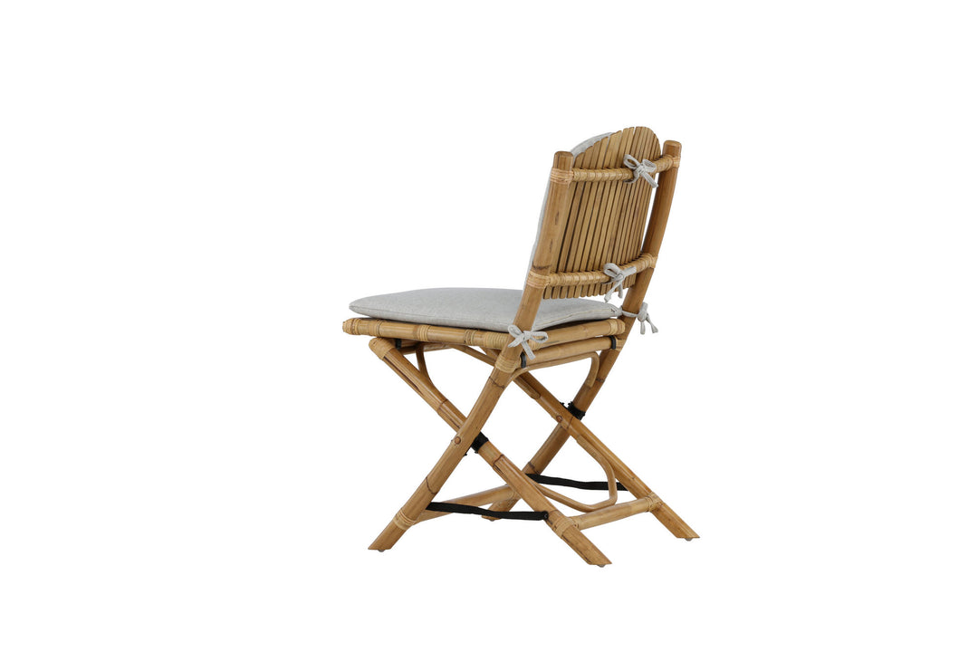 Venture Home Cane Foldable dining Chair - Bamboo / Grey Cushion
