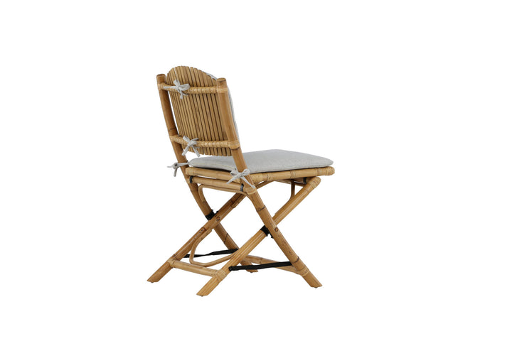 Venture Home Cane Foldable dining Chair - Bamboo / Grey Cushion
