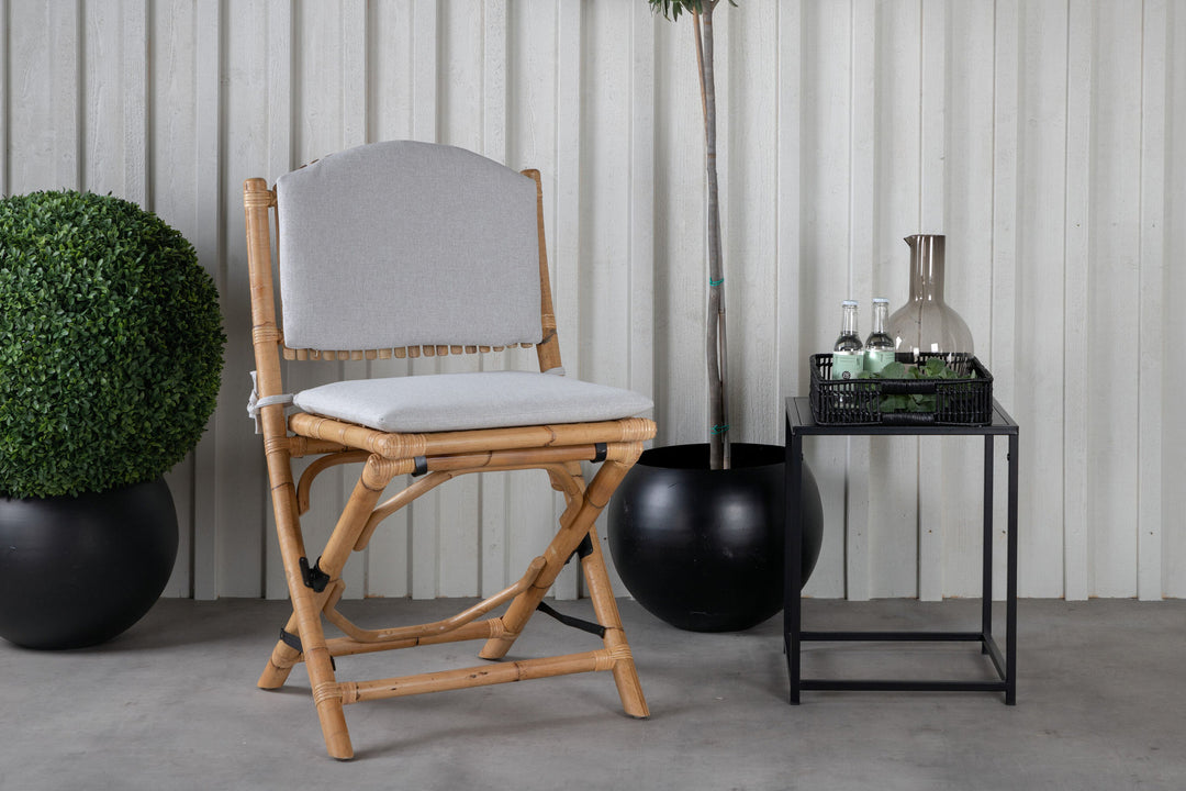 Venture Home Cane Foldable dining Chair - Bamboo / Grey Cushion