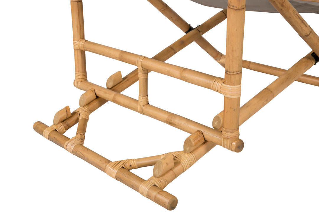 Venture Home Cane Foldable lounge Chair - Bamboo / Grey Cushion