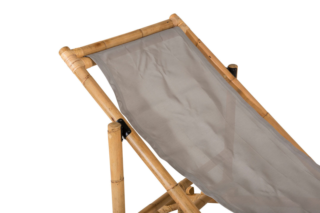 Venture Home Cane Foldable lounge Chair - Bamboo / Grey Cushion