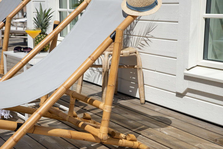 Venture Home Cane Foldable lounge Chair - Bamboo / Grey Cushion