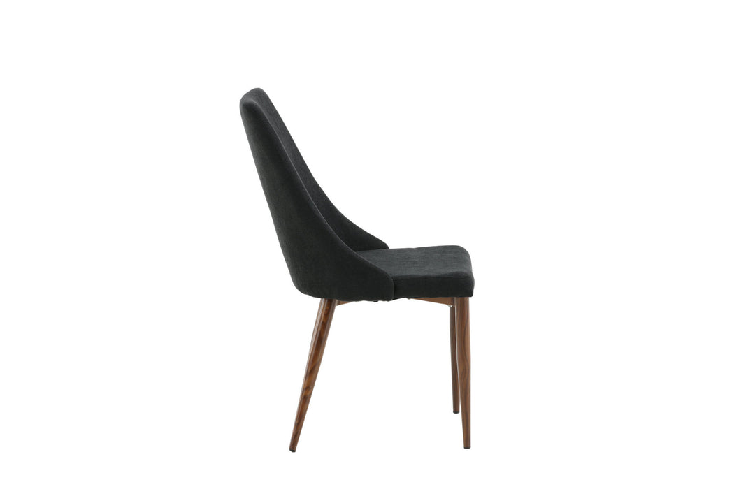 Venture Home Leone Dining Chair 2-pack - Walnut Legs - Black Fabric