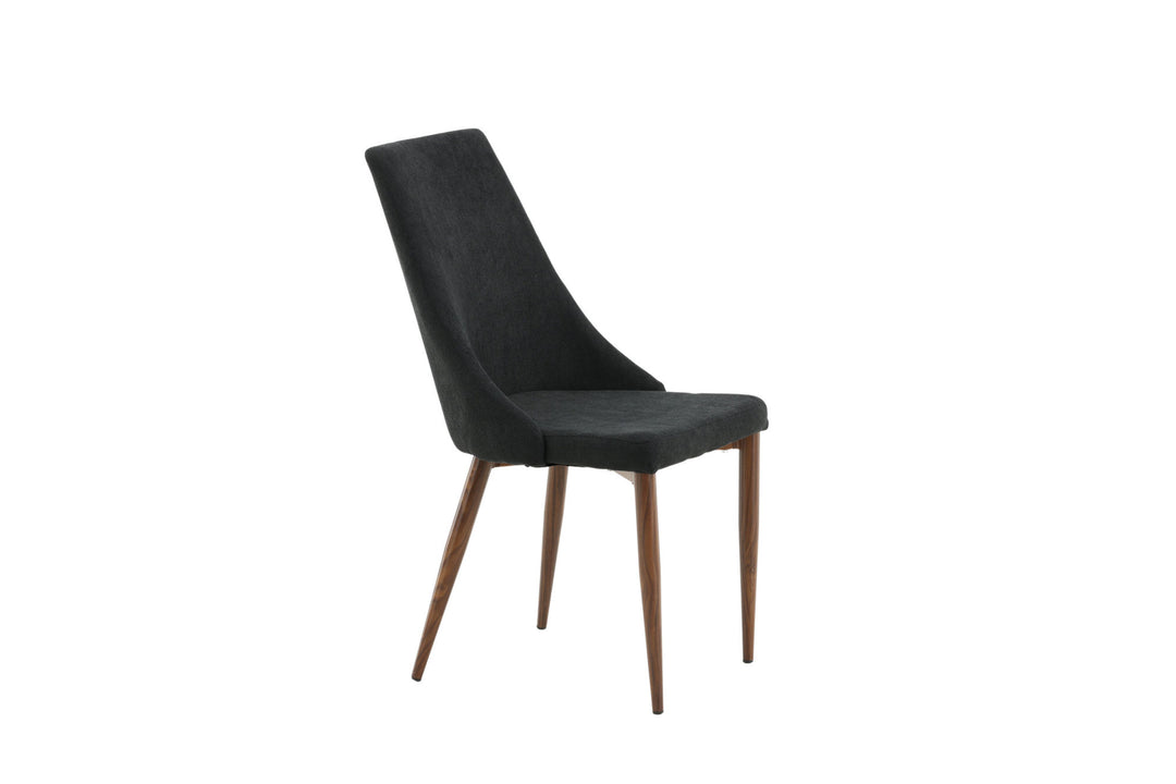 Venture Home Leone Dining Chair 2-pack - Walnut Legs - Black Fabric