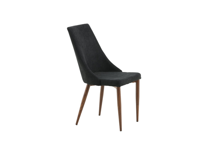 Venture Home Leone Dining Chair 2-pack - Walnut Legs - Black Fabric