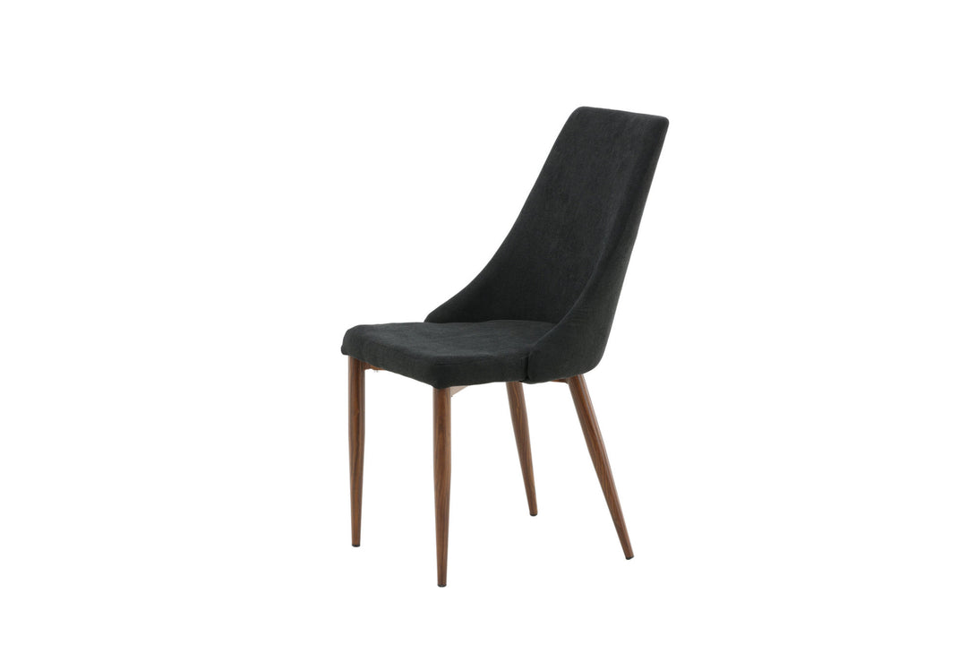 Venture Home Leone Dining Chair 2-pack - Walnut Legs - Black Fabric