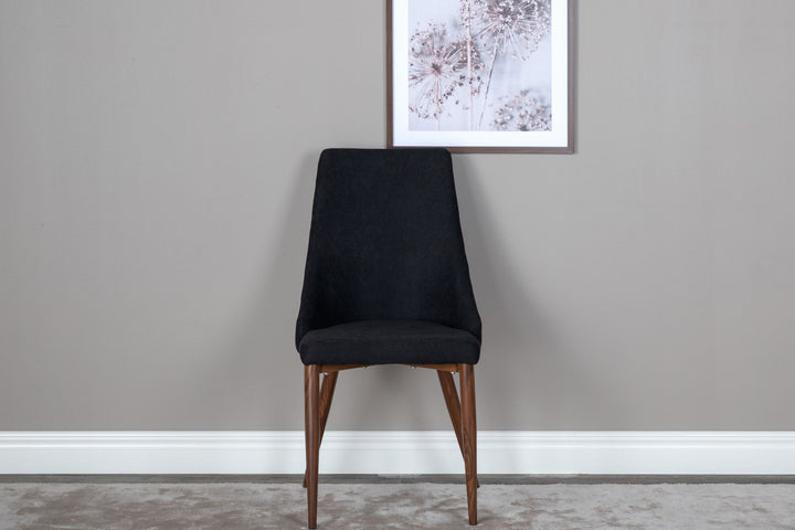 Venture Home Leone Dining Chair 2-pack - Walnut Legs - Black Fabric