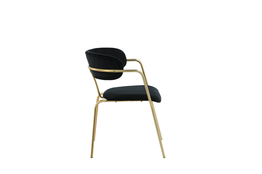Venture Home Arrow Armchair 2-pack - Brass Legs - Black Velvet