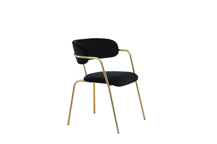Venture Home Arrow Armchair 2-pack - Brass Legs - Black Velvet