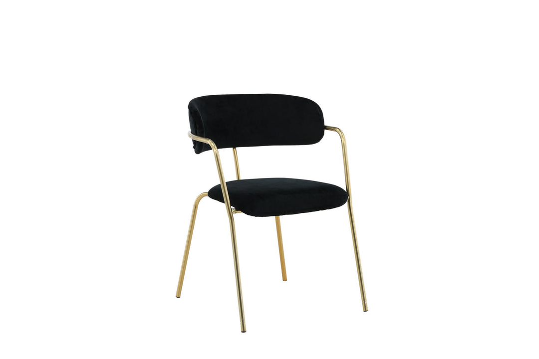 Venture Home Arrow Armchair 2-pack - Brass Legs - Black Velvet