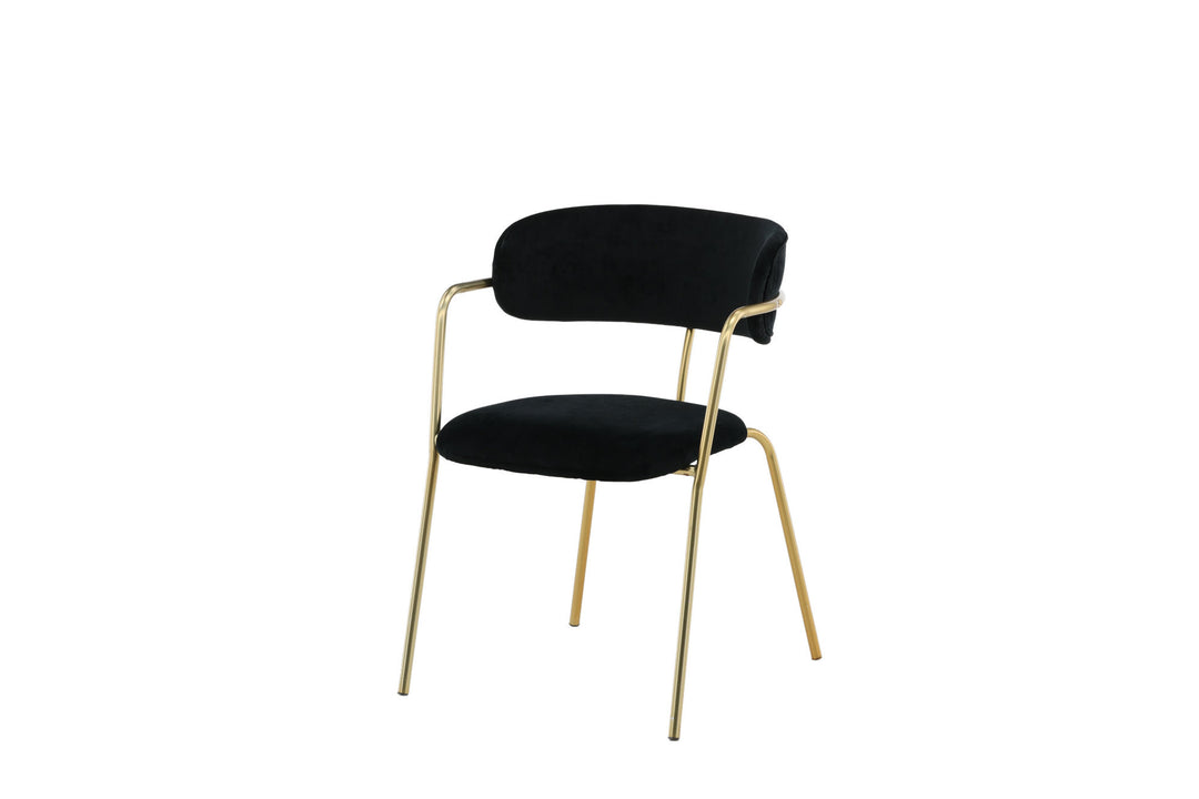 Venture Home Arrow Armchair 2-pack - Brass Legs - Black Velvet