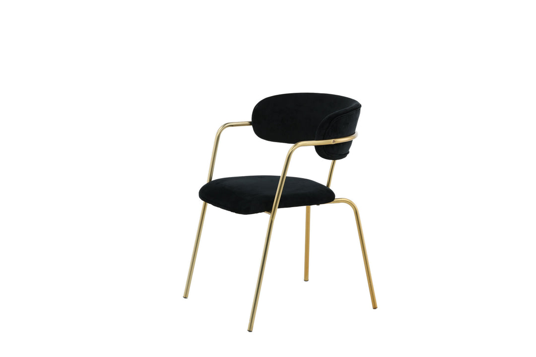 Venture Home Arrow Armchair 2-pack - Brass Legs - Black Velvet