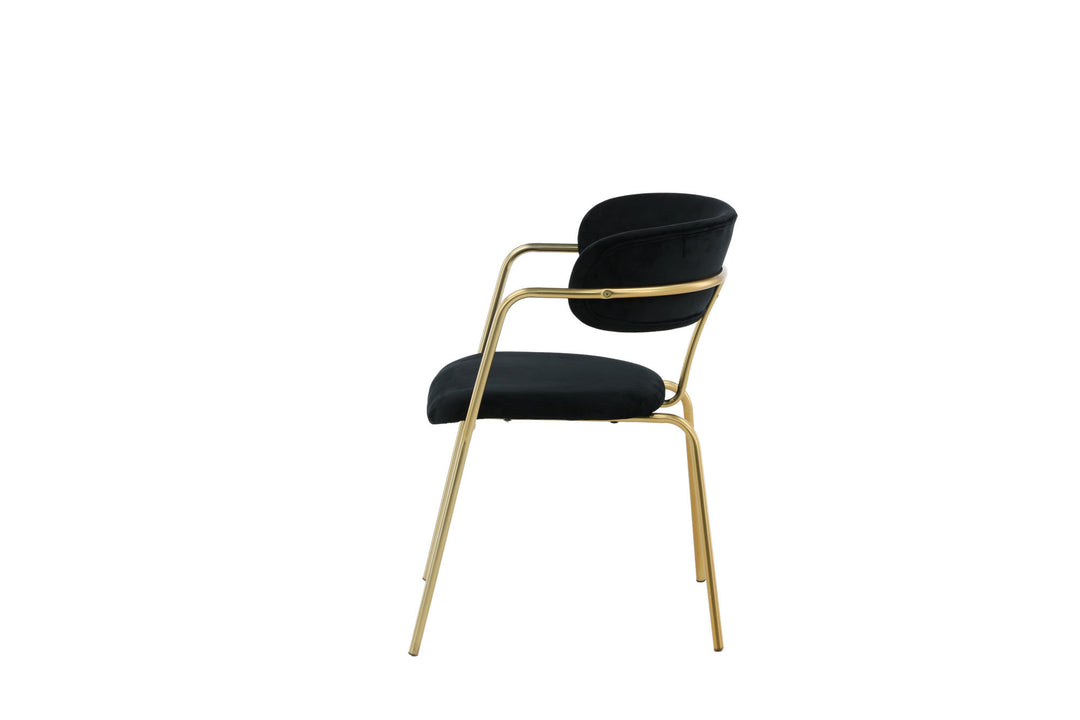 Venture Home Arrow Armchair 2-pack - Brass Legs - Black Velvet