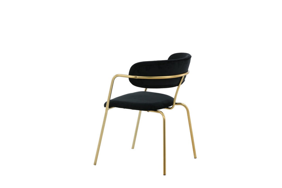 Venture Home Arrow Armchair 2-pack - Brass Legs - Black Velvet