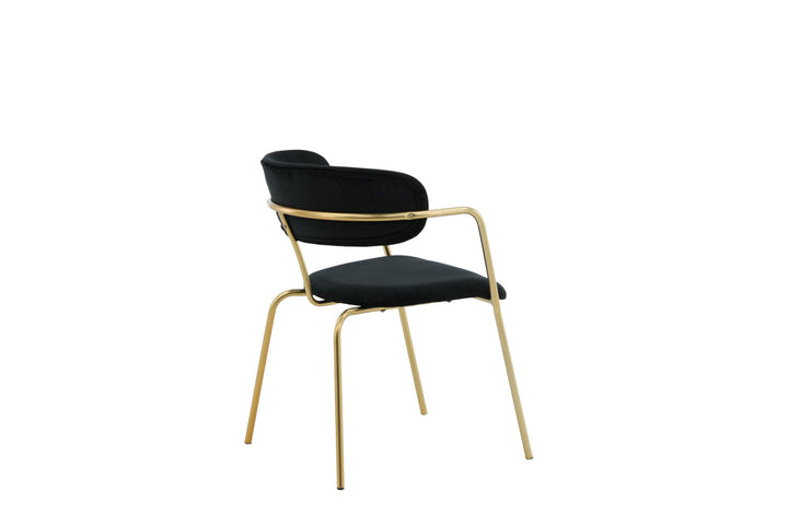 Venture Home Arrow Armchair 2-pack - Brass Legs - Black Velvet