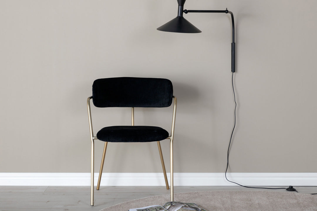 Venture Home Arrow Armchair 2-pack - Brass Legs - Black Velvet