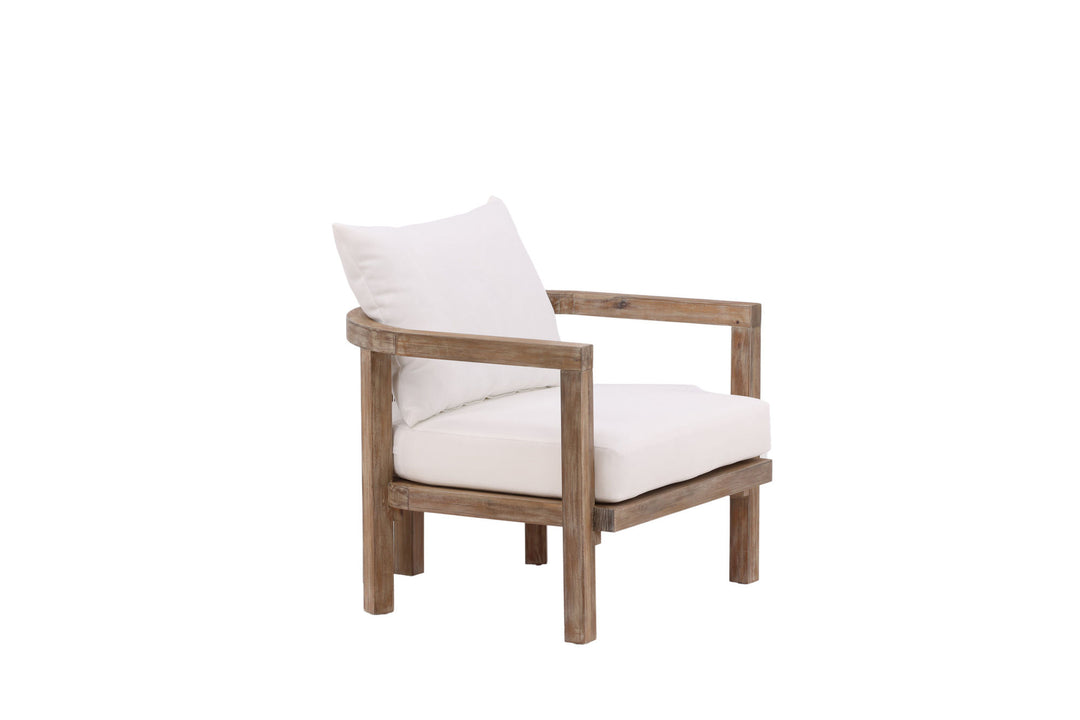 Venture Home Erica Single chair- acacia wire brushed/off white cushion