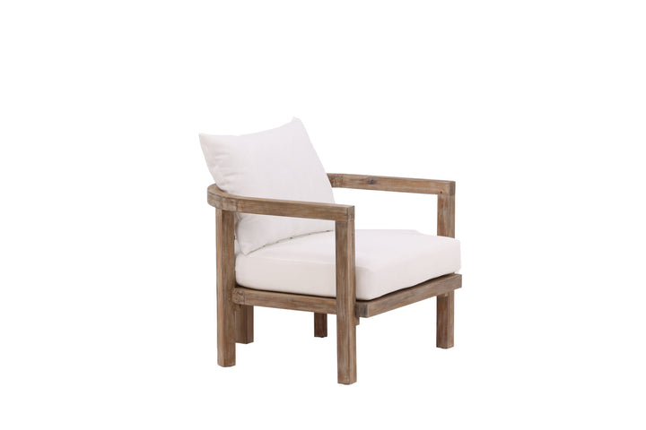 Venture Home Erica Single chair- acacia wire brushed/off white cushion