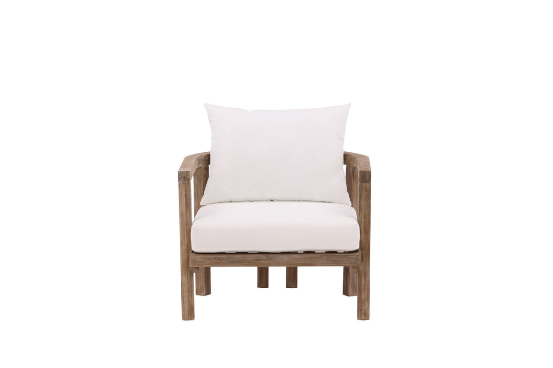 Venture Home Erica Single chair- acacia wire brushed/off white cushion