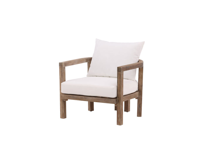 Venture Home Erica Single chair- acacia wire brushed/off white cushion