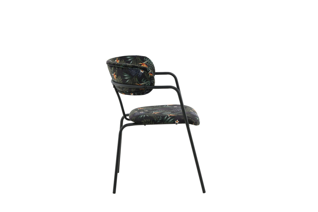 Venture Home Arrow Armchair 2-pack - Black Legs - Black Flower Printed Fabric