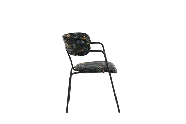 Venture Home Arrow Armchair 2-pack - Black Legs - Black Flower Printed Fabric