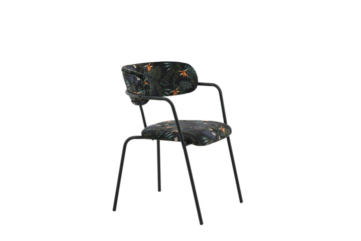 Venture Home Arrow Armchair 2-pack - Black Legs - Black Flower Printed Fabric