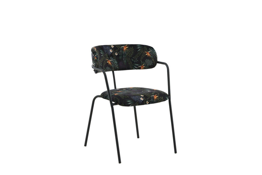 Venture Home Arrow Armchair 2-pack - Black Legs - Black Flower Printed Fabric