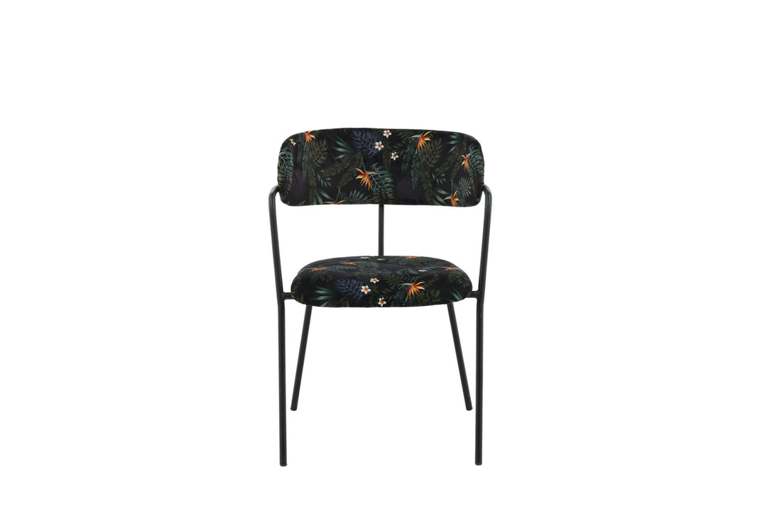 Venture Home Arrow Armchair 2-pack - Black Legs - Black Flower Printed Fabric