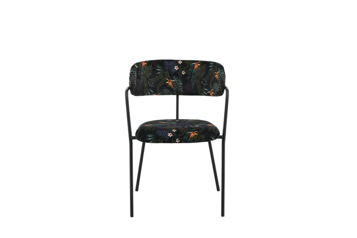 Venture Home Arrow Armchair 2-pack - Black Legs - Black Flower Printed Fabric