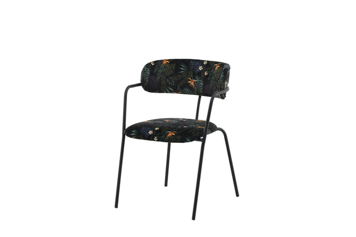 Venture Home Arrow Armchair 2-pack - Black Legs - Black Flower Printed Fabric