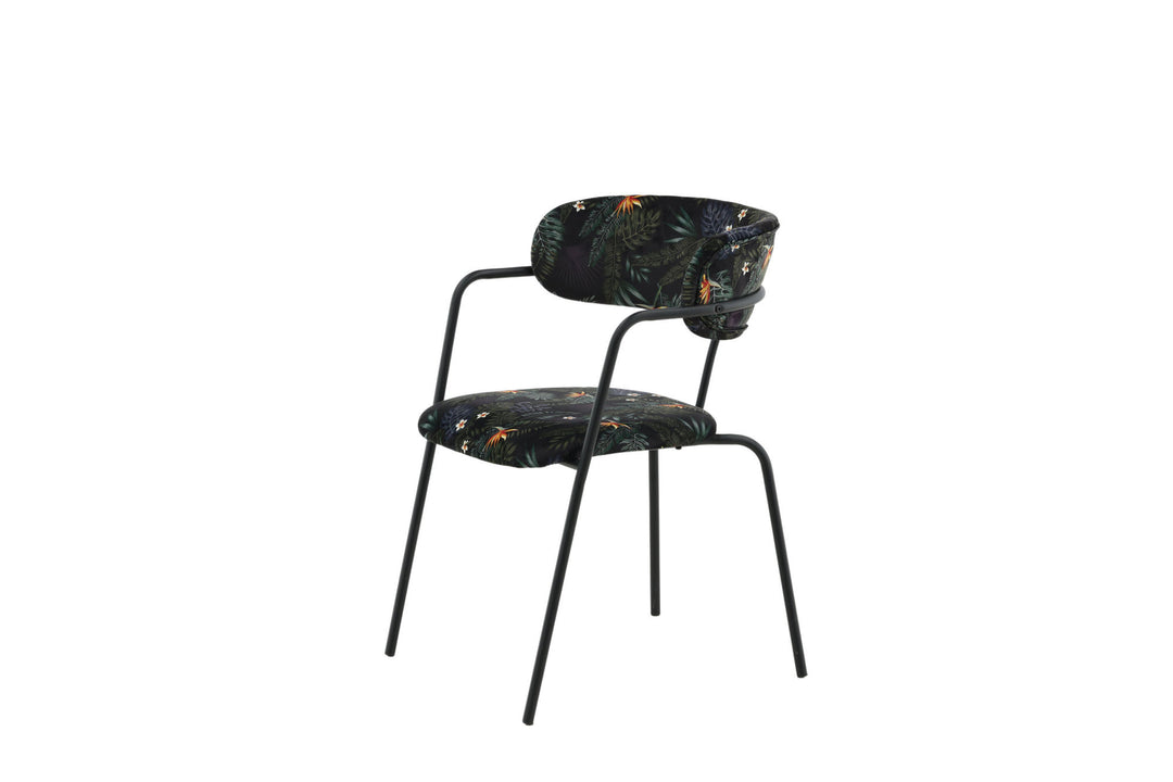 Venture Home Arrow Armchair 2-pack - Black Legs - Black Flower Printed Fabric