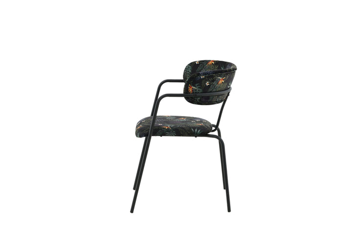 Venture Home Arrow Armchair 2-pack - Black Legs - Black Flower Printed Fabric