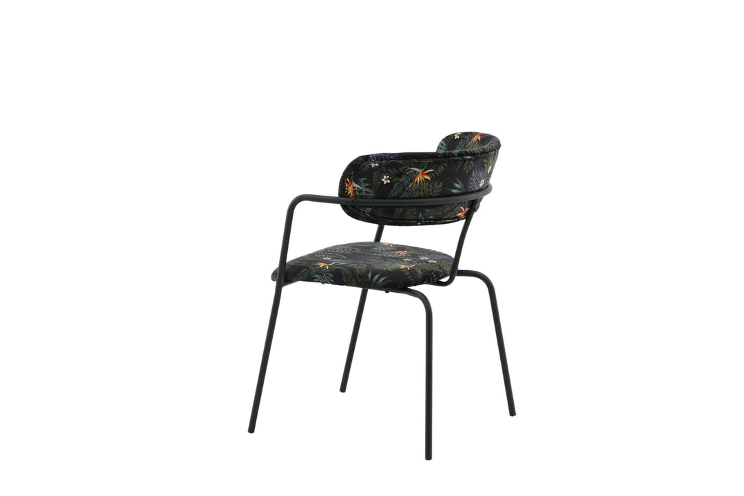 Venture Home Arrow Armchair 2-pack - Black Legs - Black Flower Printed Fabric