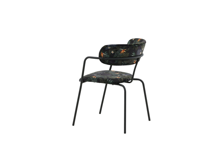 Venture Home Arrow Armchair 2-pack - Black Legs - Black Flower Printed Fabric