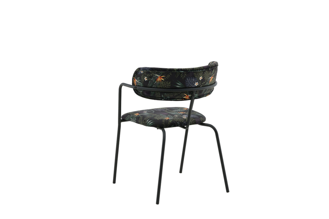Venture Home Arrow Armchair 2-pack - Black Legs - Black Flower Printed Fabric