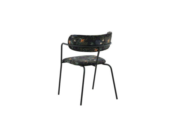 Venture Home Arrow Armchair 2-pack - Black Legs - Black Flower Printed Fabric