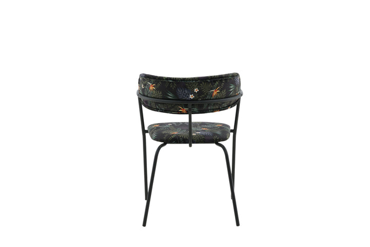Venture Home Arrow Armchair 2-pack - Black Legs - Black Flower Printed Fabric