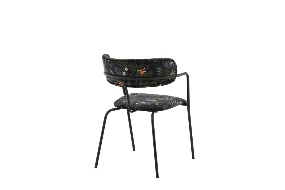 Venture Home Arrow Armchair 2-pack - Black Legs - Black Flower Printed Fabric