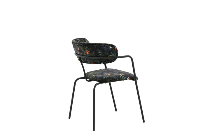 Venture Home Arrow Armchair 2-pack - Black Legs - Black Flower Printed Fabric
