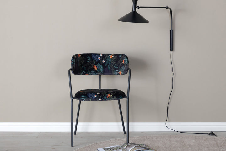 Venture Home Arrow Armchair 2-pack - Black Legs - Black Flower Printed Fabric