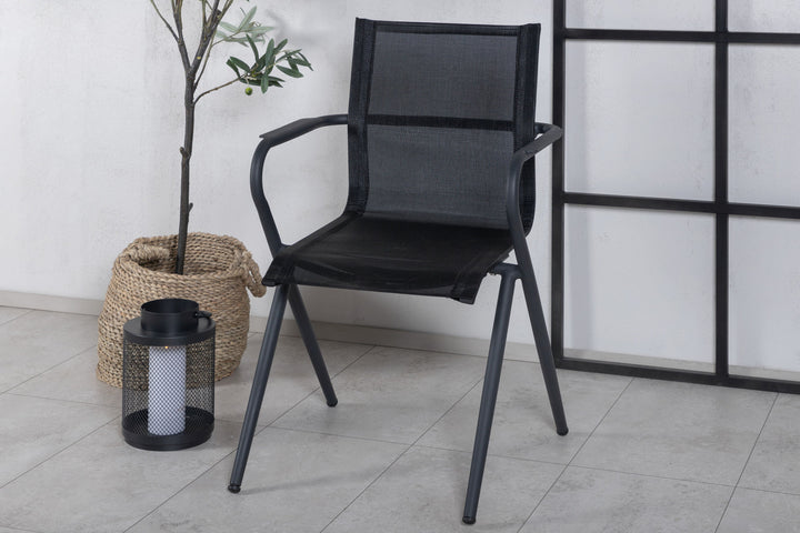 Venture Home Alina Dining Chair 6-pack - Black Alu / Black Textilene (Stackable Chair)
