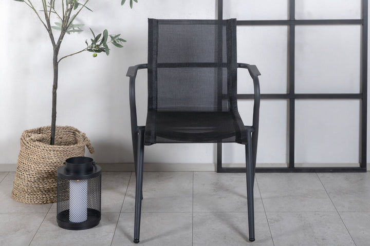 Venture Home Alina Dining Chair 6-pack - Black Alu / Black Textilene (Stackable Chair)