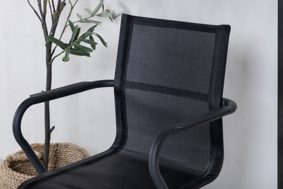 Venture Home Alina Dining Chair 6-pack - Black Alu / Black Textilene (Stackable Chair)