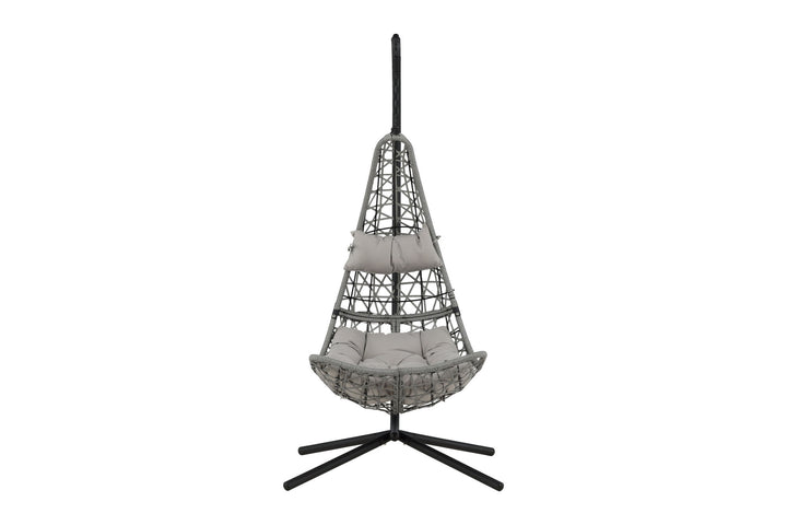 Venture Home Edinburgh Hanging chair - Black frame/grey wicker/grey cushion