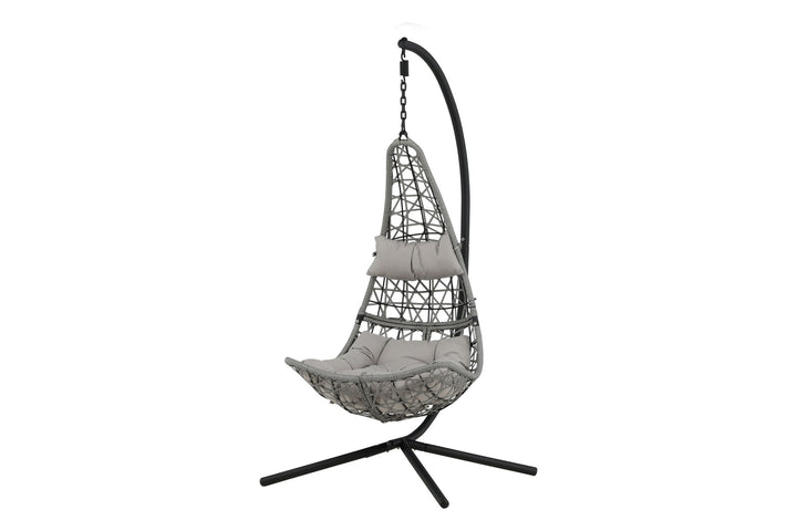 Venture Home Edinburgh Hanging chair - Black frame/grey wicker/grey cushion