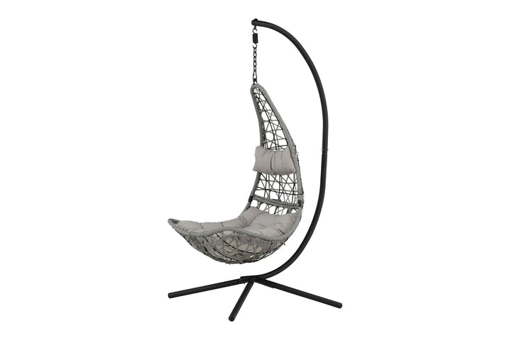 Venture Home Edinburgh Hanging chair - Black frame/grey wicker/grey cushion