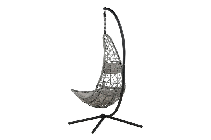 Venture Home Edinburgh Hanging chair - Black frame/grey wicker/grey cushion