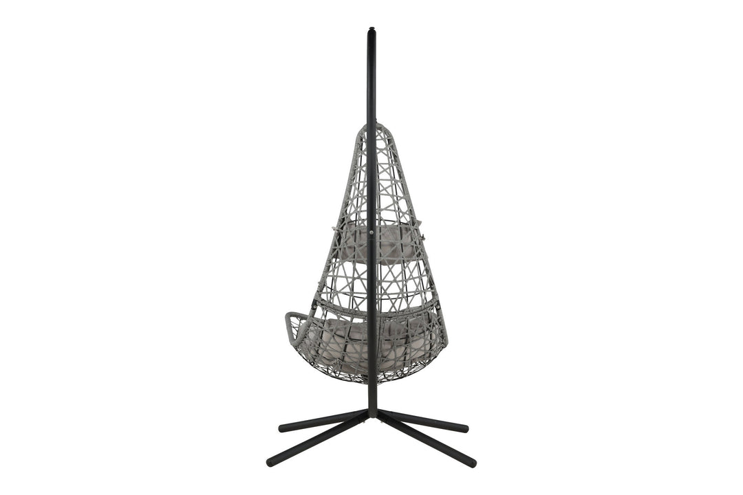 Venture Home Edinburgh Hanging chair - Black frame/grey wicker/grey cushion